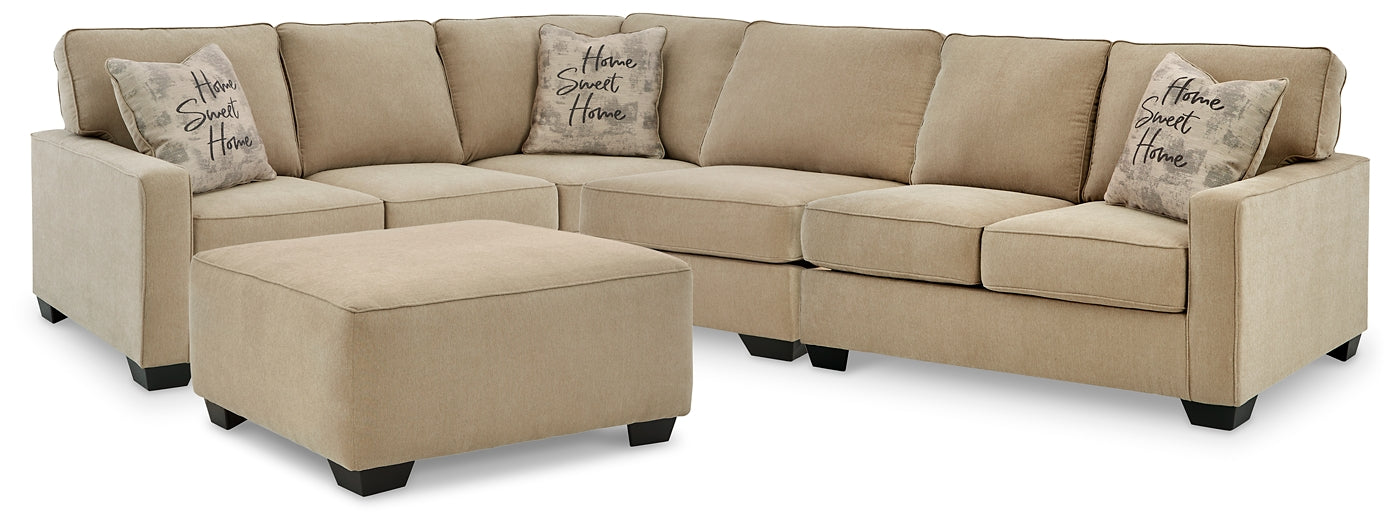 Lucina 3-Piece Sectional with Ottoman Smyrna Furniture Outlet