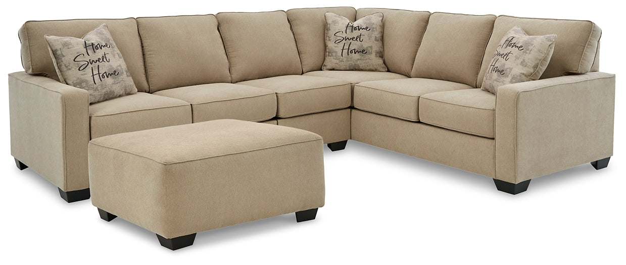 Lucina 3-Piece Sectional with Ottoman Smyrna Furniture Outlet