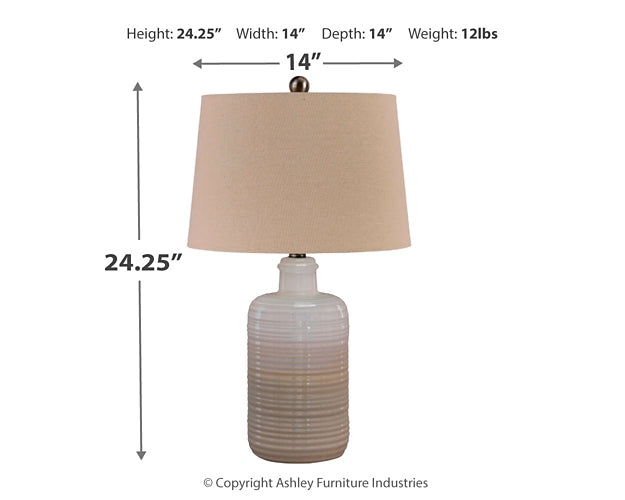 Marnina Ceramic Table Lamp (2/CN) Smyrna Furniture Outlet