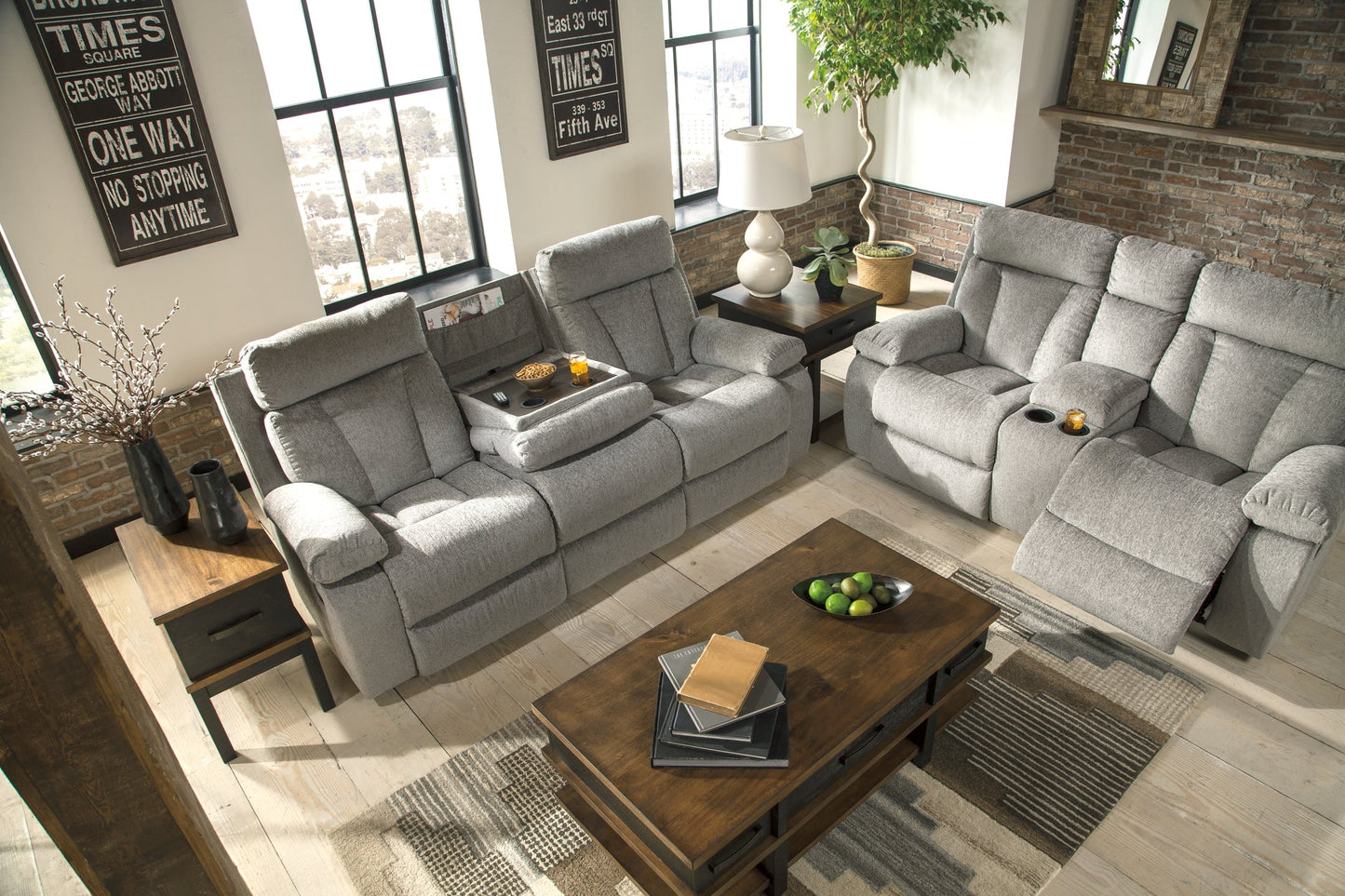 Mitchiner REC Sofa w/Drop Down Table Smyrna Furniture Outlet