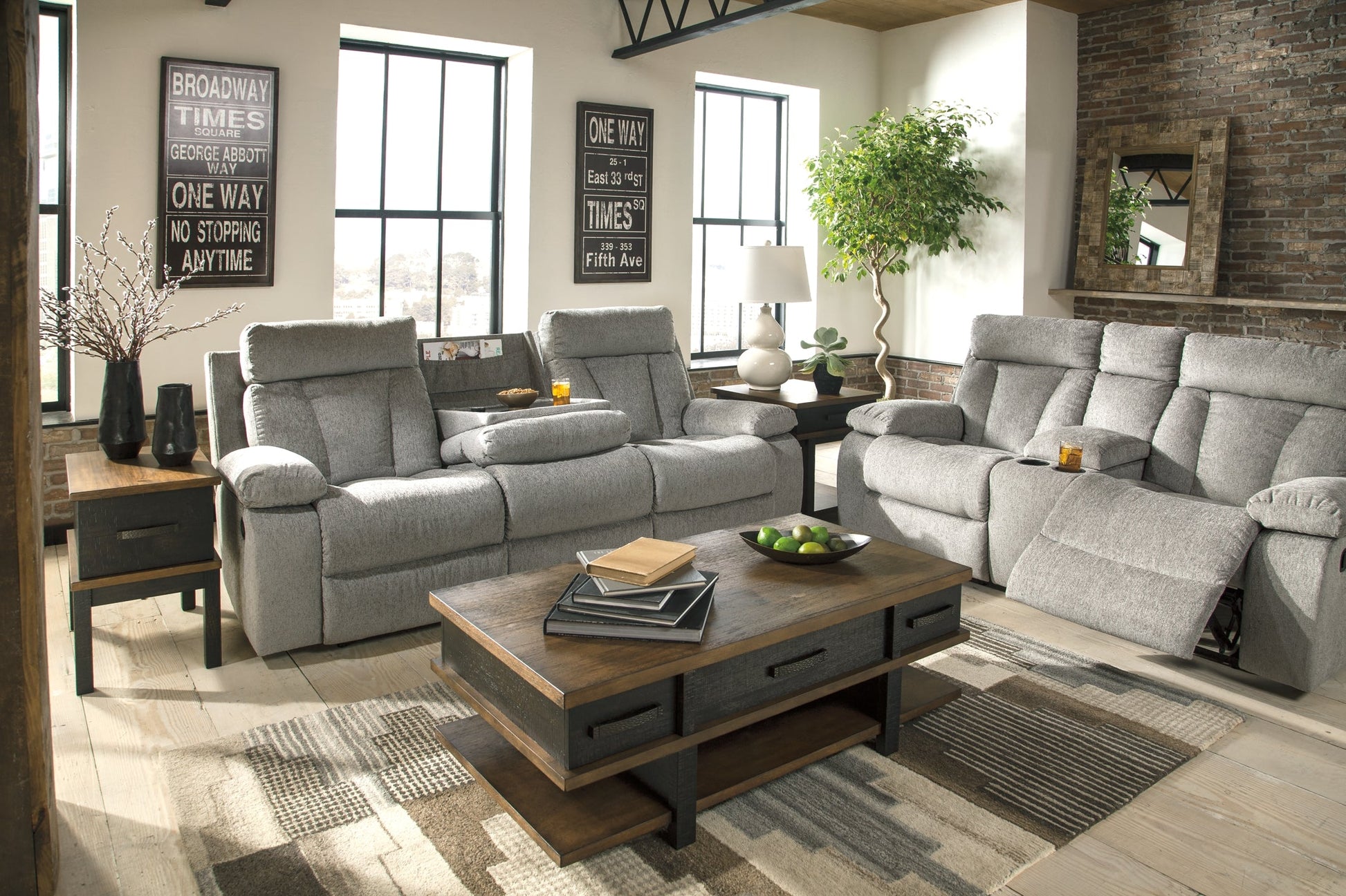 Mitchiner REC Sofa w/Drop Down Table Smyrna Furniture Outlet