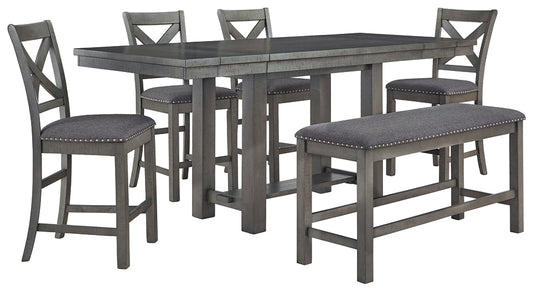 Myshanna Counter Height Dining Table and 4 Barstools and Bench Smyrna Furniture Outlet