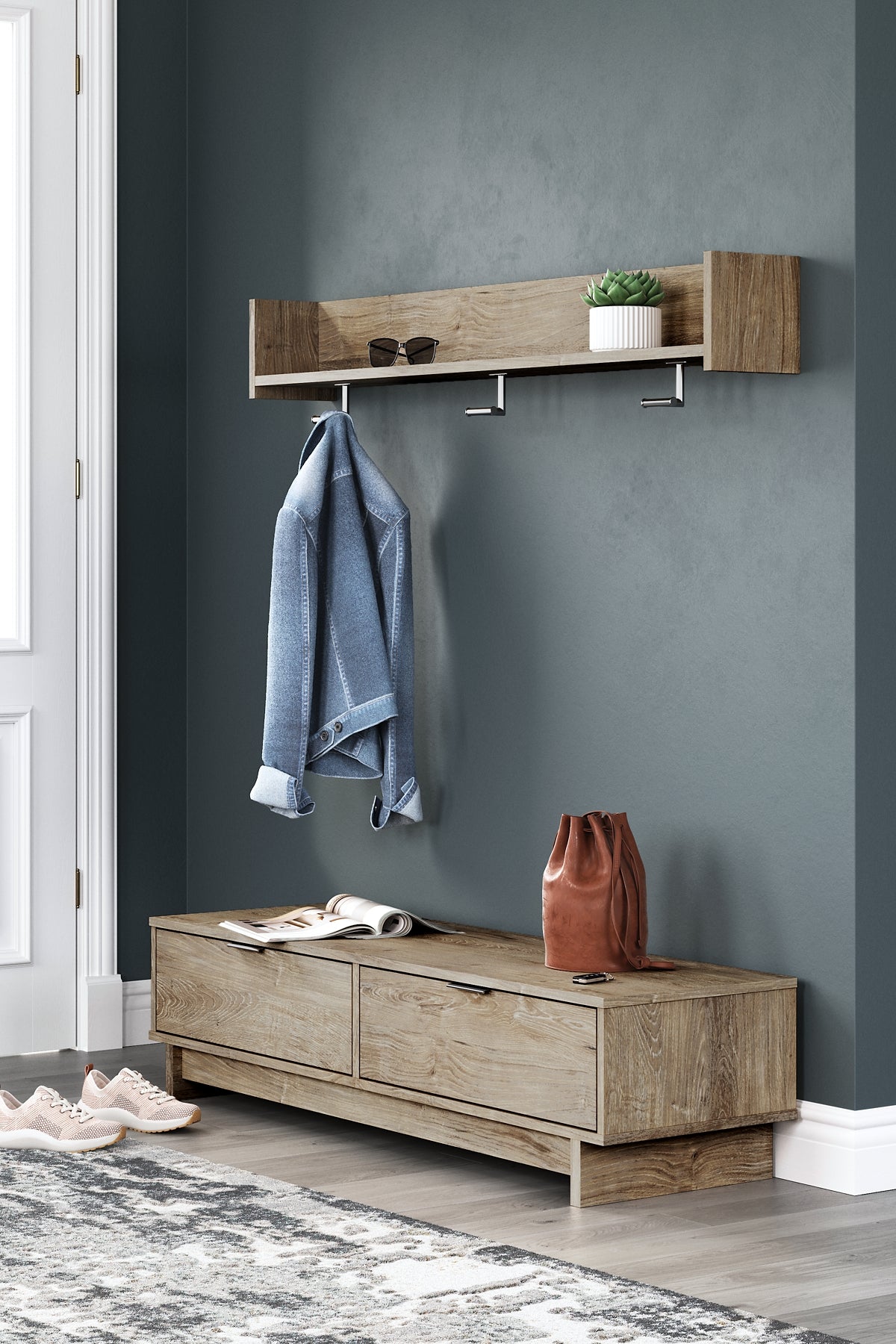 Oliah Bench with Coat Rack Smyrna Furniture Outlet