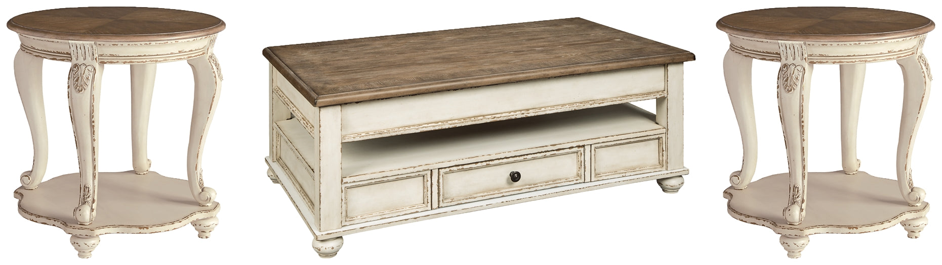 Realyn Coffee Table with 2 End Tables Smyrna Furniture Outlet