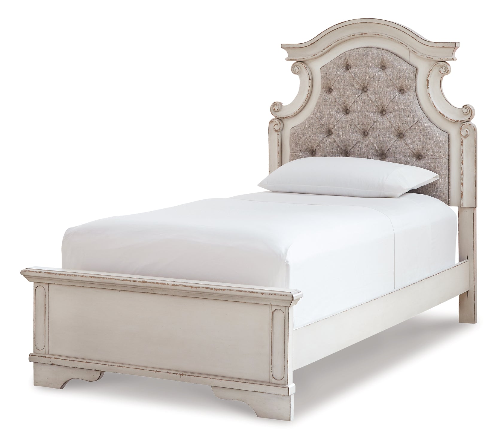 Realyn Twin Panel Bed with Mirrored Dresser and Chest Smyrna Furniture Outlet