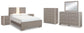 Surancha Full Panel Bed with Mirrored Dresser, Chest and 2 Nightstands Smyrna Furniture Outlet