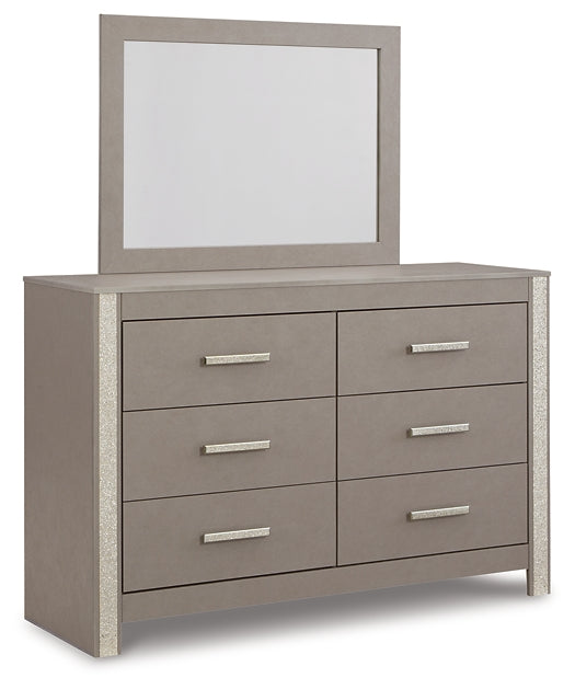 Surancha Full Panel Bed with Mirrored Dresser, Chest and 2 Nightstands Smyrna Furniture Outlet