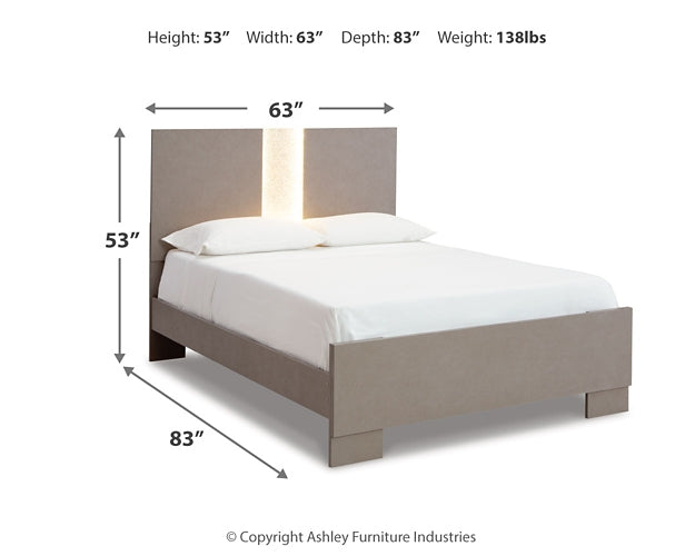 Surancha Full Panel Bed with Mirrored Dresser Smyrna Furniture Outlet