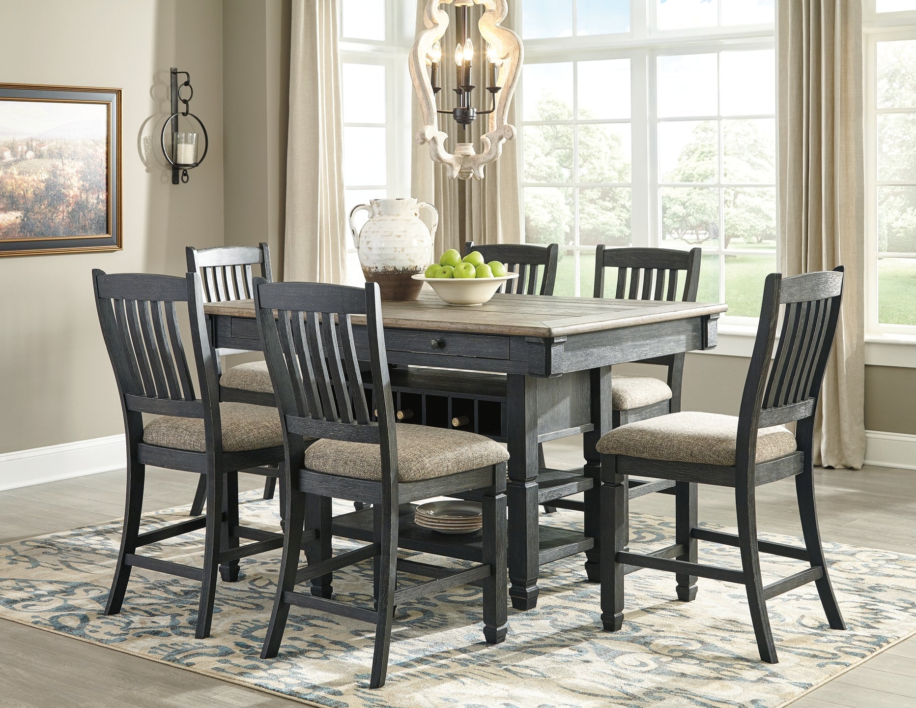 Tyler Creek Counter Height Dining Table and 6 Barstools Smyrna Furniture Outlet