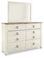 Willowton Twin Panel Headboard with Mirrored Dresser, Chest and 2 Nightstands Smyrna Furniture Outlet