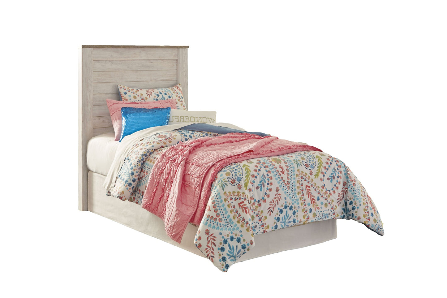 Willowton Twin Panel Headboard with Mirrored Dresser, Chest and 2 Nightstands Smyrna Furniture Outlet