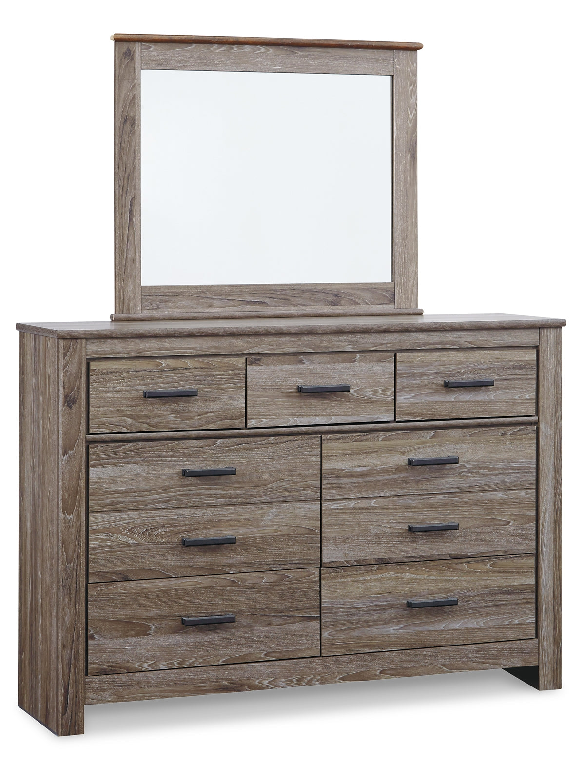 Zelen Full Panel Bed with Mirrored Dresser, Chest and 2 Nightstands Smyrna Furniture Outlet