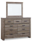 Zelen Full Panel Bed with Mirrored Dresser, Chest and 2 Nightstands Smyrna Furniture Outlet