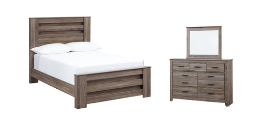 Zelen Full Panel Bed with Mirrored Dresser Smyrna Furniture Outlet