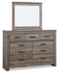 Zelen Full Panel Headboard with Mirrored Dresser, Chest and 2 Nightstands Smyrna Furniture Outlet