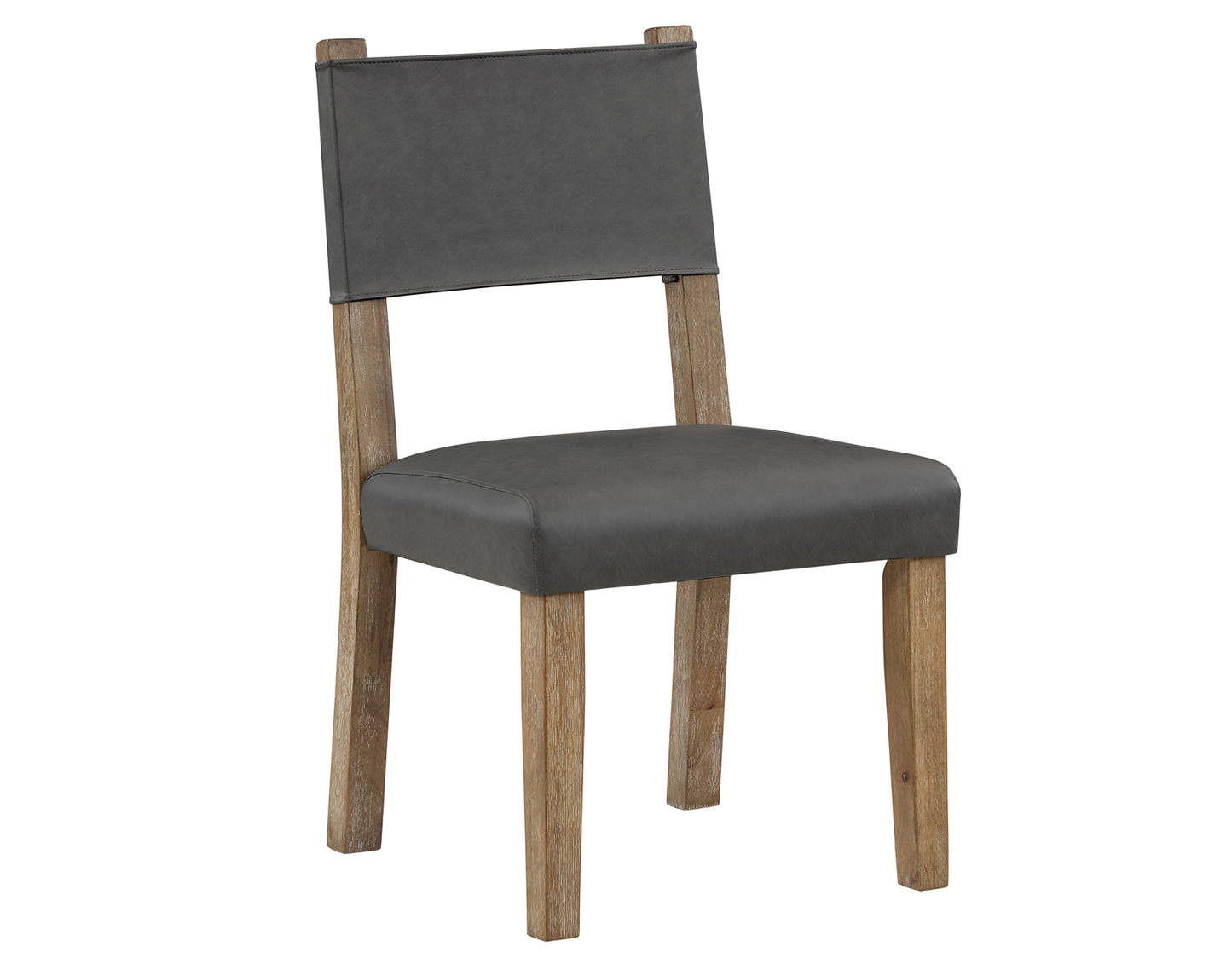 Aubrey Side Chair, Gray Vegan Leather with Driftwood wood finish