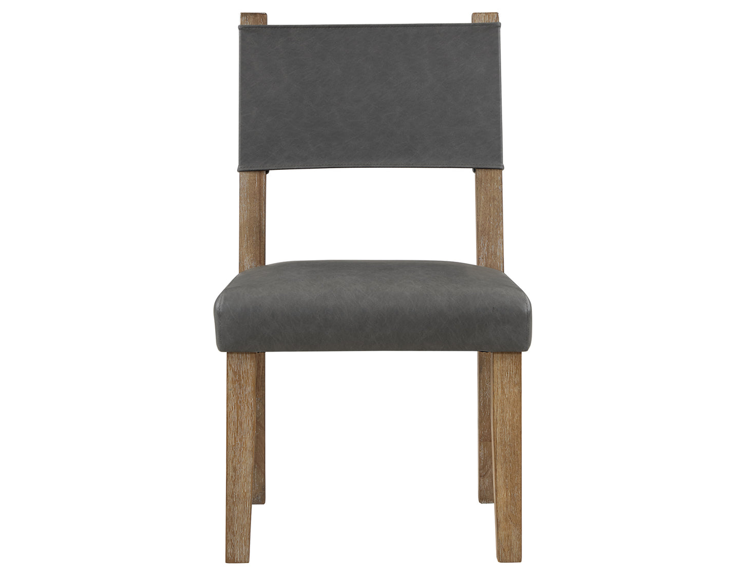 Aubrey Side Chair, Gray Vegan Leather with Driftwood wood finish