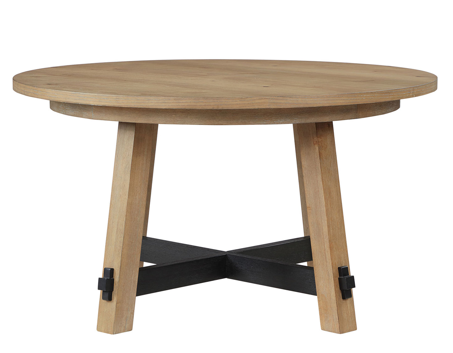 Aubrey 54″ Round Dining Table, Driftwood with Black Stretchers