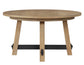 Aubrey 54″ Round Dining Table, Driftwood with Black Stretchers