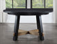 Aubrey 54″ Round Dining Table, Black with Driftwood Stretchers