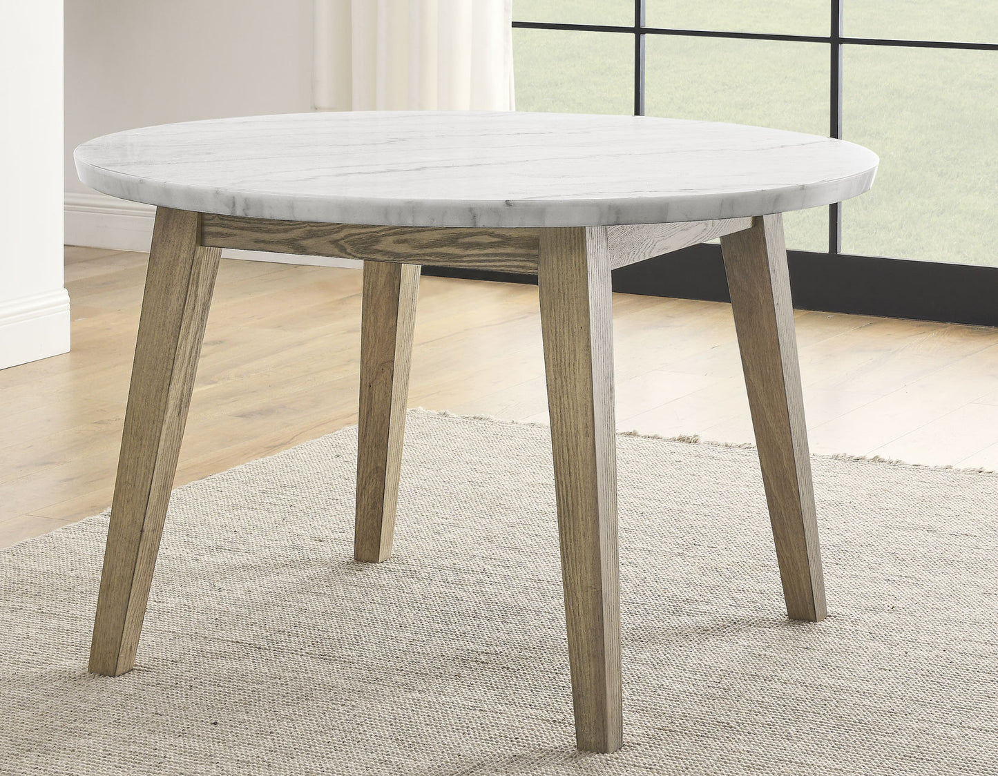 Vida 48″ Round White Marble Dining Table