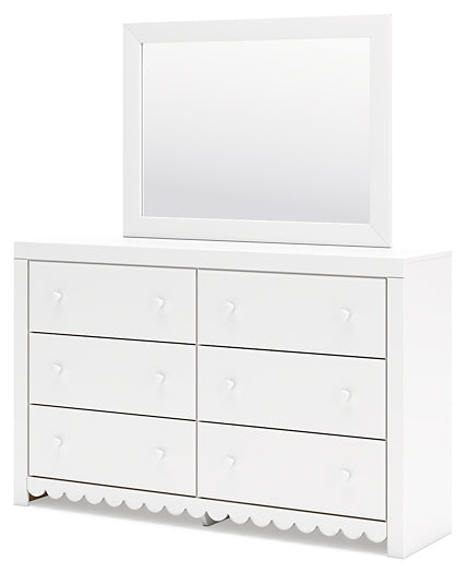 Mollviney Full Panel Storage Bed with Mirrored Dresser