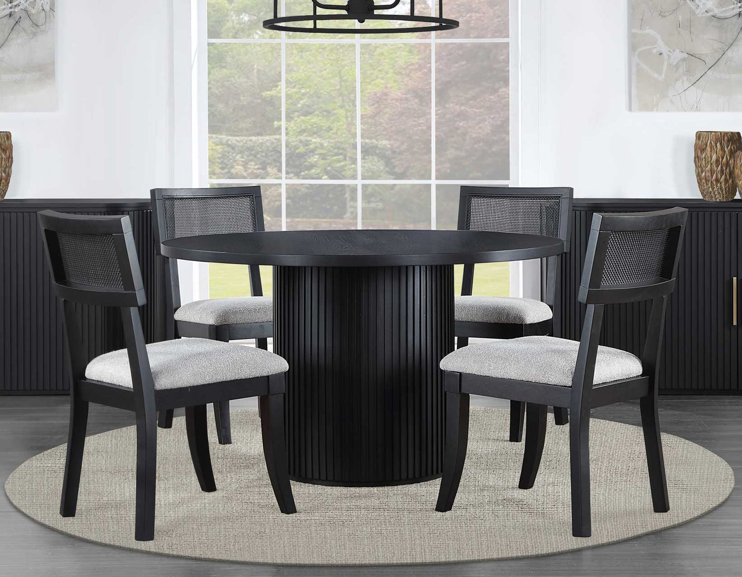 Colvin 5-Piece 52-inch Round Dining Set, Black