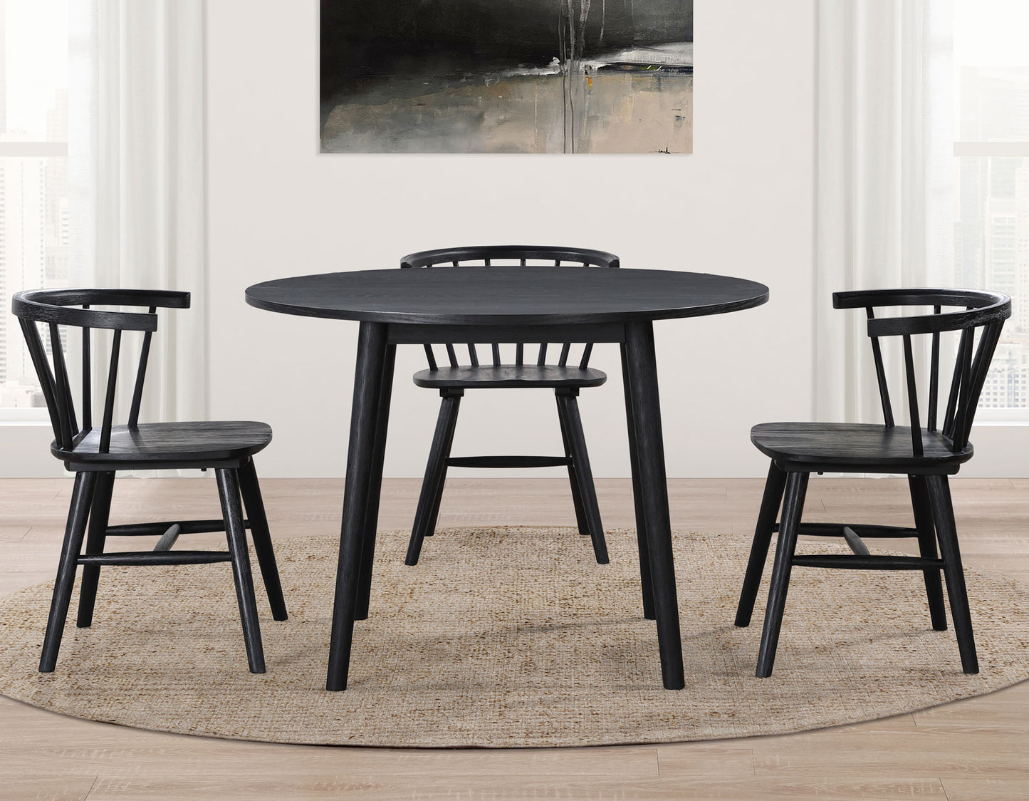 Willow 5 Piece 42-inch Round Dining Set, Black