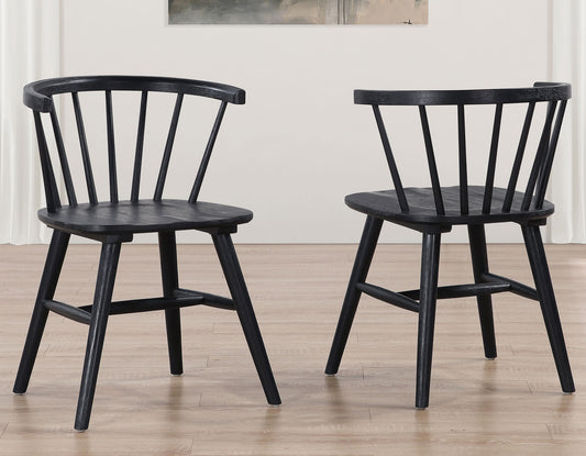 Willow Solid Wood Dining Chair, Black