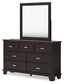 Covetown Full Panel Bed with Mirrored Dresser and Chest