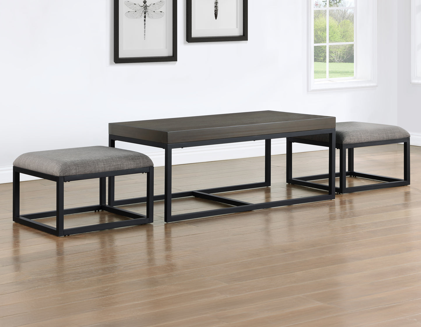 Yukon Rectangular Nesting Coffee Table with 2 Stools