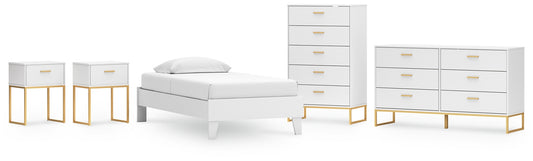 Socalle Twin Platform Bed with Dresser, Chest and 2 Nightstands