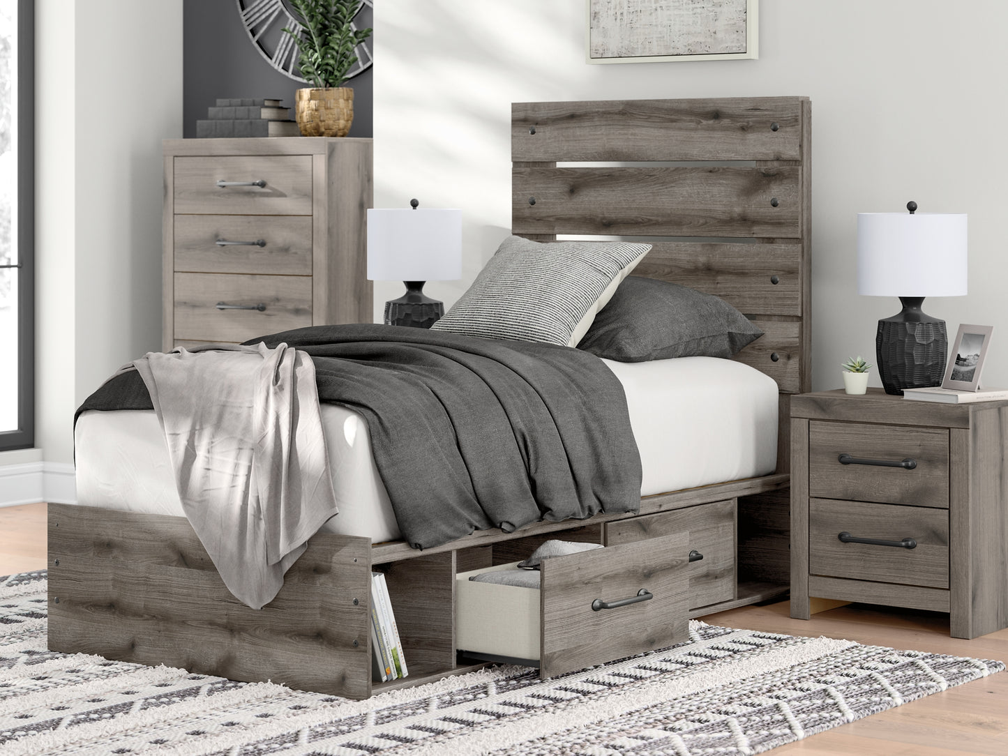 Graystorm  Panel Bed With Storage