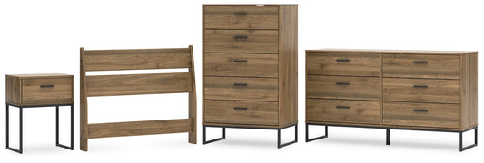 Deanlow Twin Panel Headboard with Dresser, Chest and Nightstand