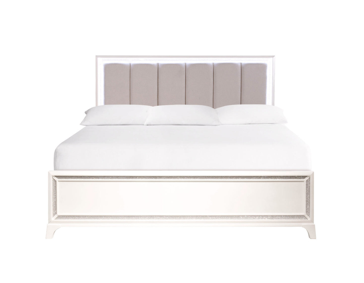 Cassie Illuminating Queen Bed, Shimmering Pearl Finish