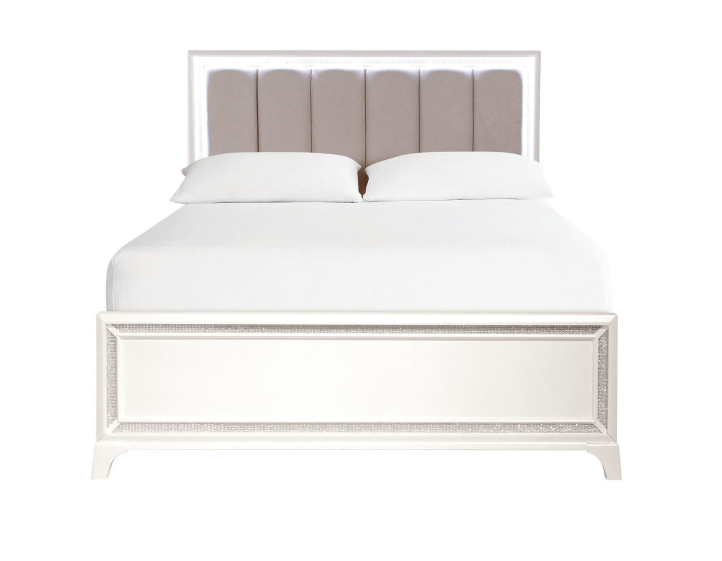 Cassie Queen Illuminating 4-Piece Glam Queen Bedroom Set