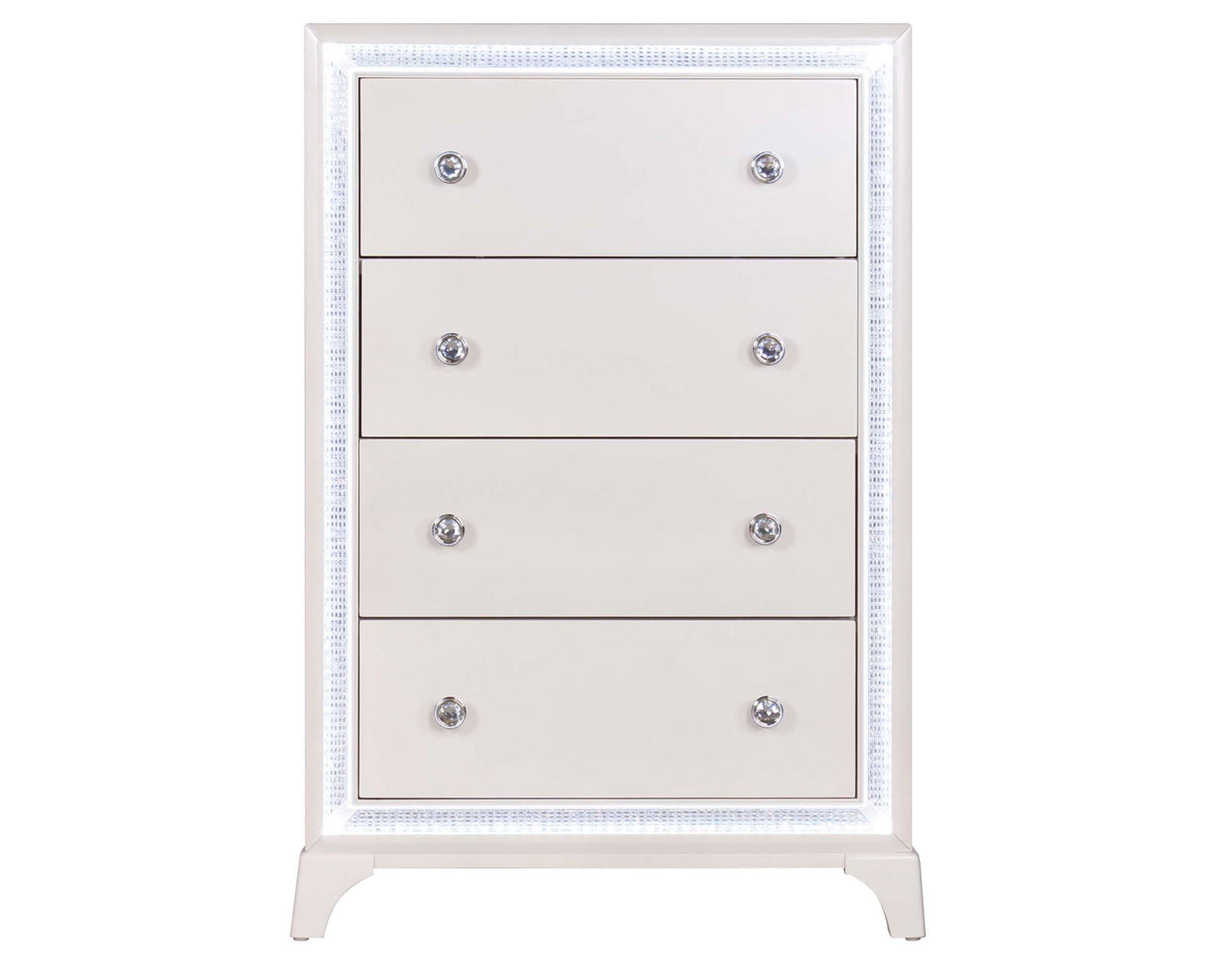 Cassie Illuminating 5-Drawer Chest, Shimmering Pearl Finish