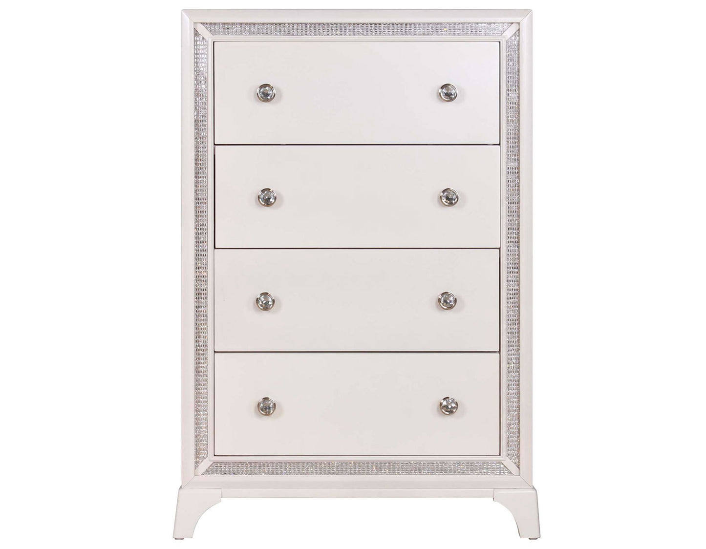 Cassie Illuminating 5-Drawer Chest, Shimmering Pearl Finish