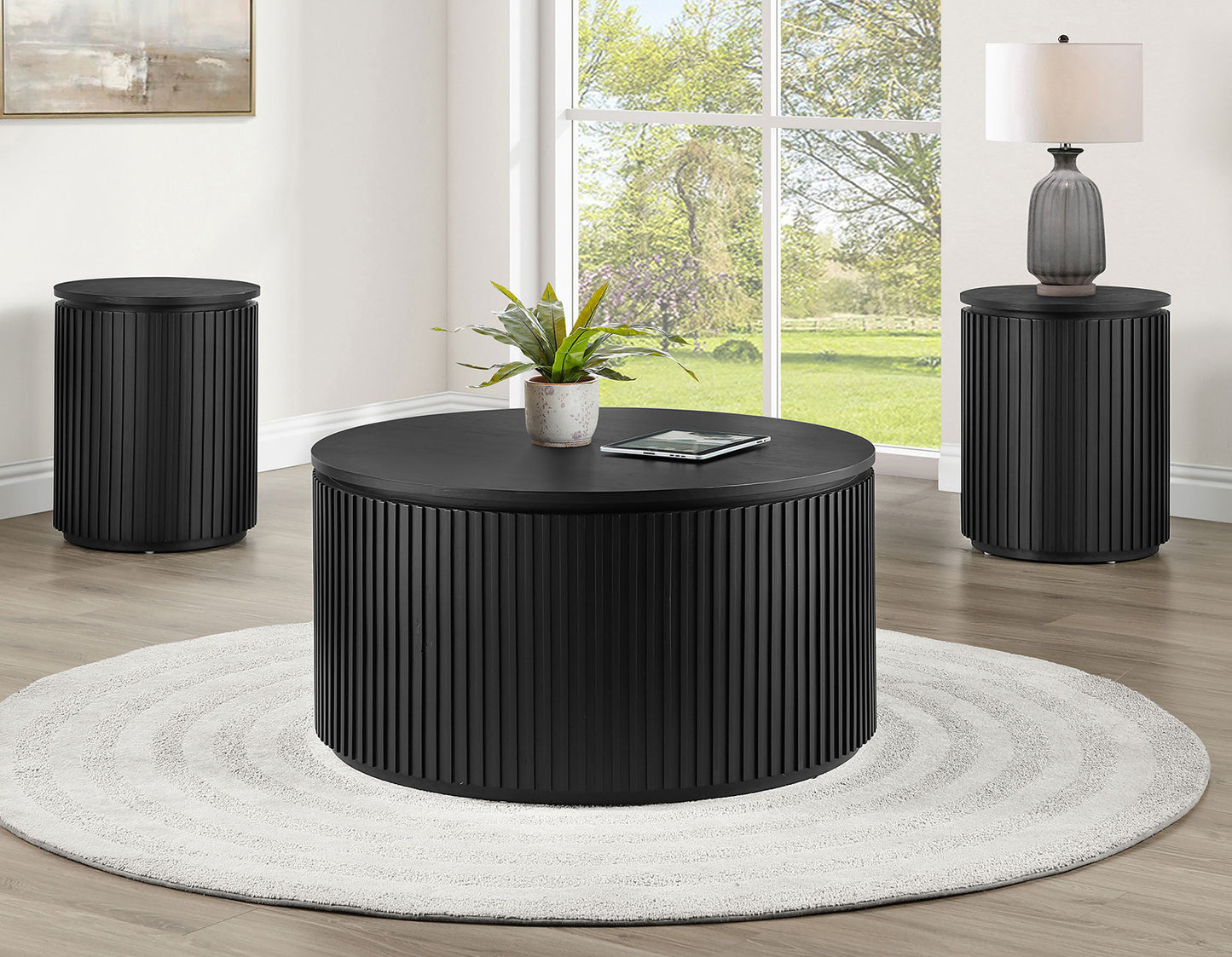 Colvin 18″ Round End Table, Black Finish