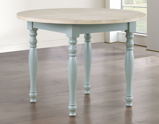 Darcy 42" Round Dining Table, Mint Green and Natural Finish