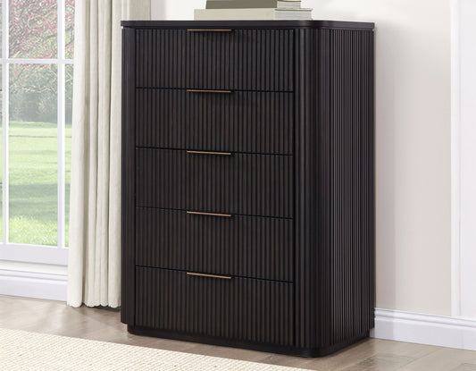 Henry 5-Drawer Reeded Chest, Espresso Finish