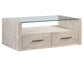 Garland Castered Glass Top Coffee Table, Washed Parchment Finish