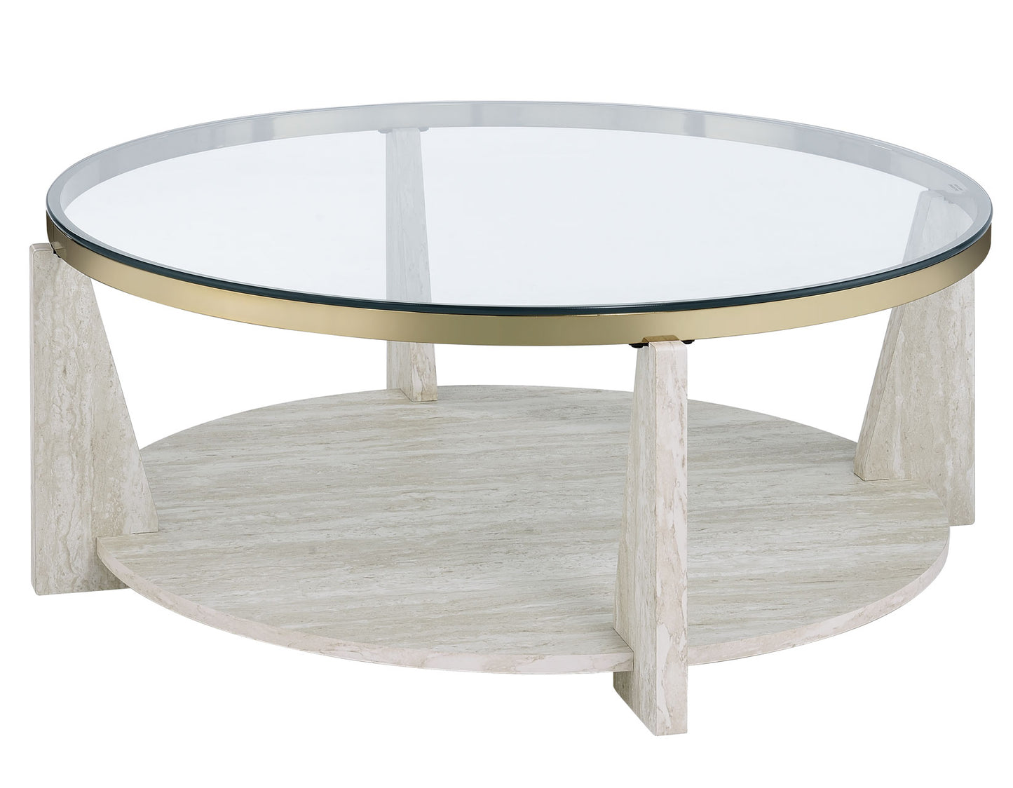 Wanda 42" Round Glass Top Coffee Table with Casters