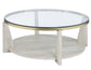 Wanda 42" Round Glass Top Coffee Table with Casters