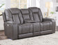 Daniel Triple Power Home Theater Leather Reclining Console Loveseat, Built-in Speakers, Heat and Massage