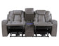 Daniel Triple Power Home Theater Leather Reclining Console Loveseat, Built-in Speakers, Heat and Massage