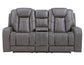 Daniel Triple Power Home Theater Leather Reclining Console Loveseat, Built-in Speakers, Heat and Massage