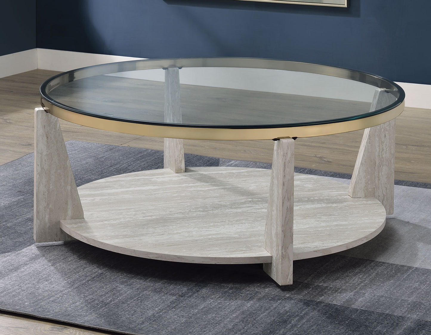 Wanda 3-Piece Glass Top Table Set with Castered Coffee Table