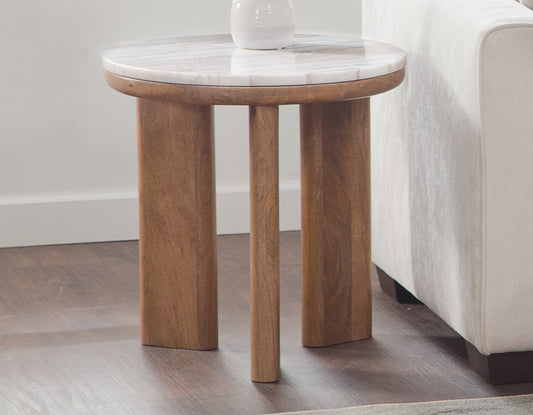 Sidney 22" Round Toronto Brown Marble Top End Table