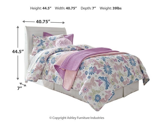 Anarasia Twin Sleigh Headboard with Mirrored Dresser, Chest and 2 Nightstands Smyrna Furniture Outlet